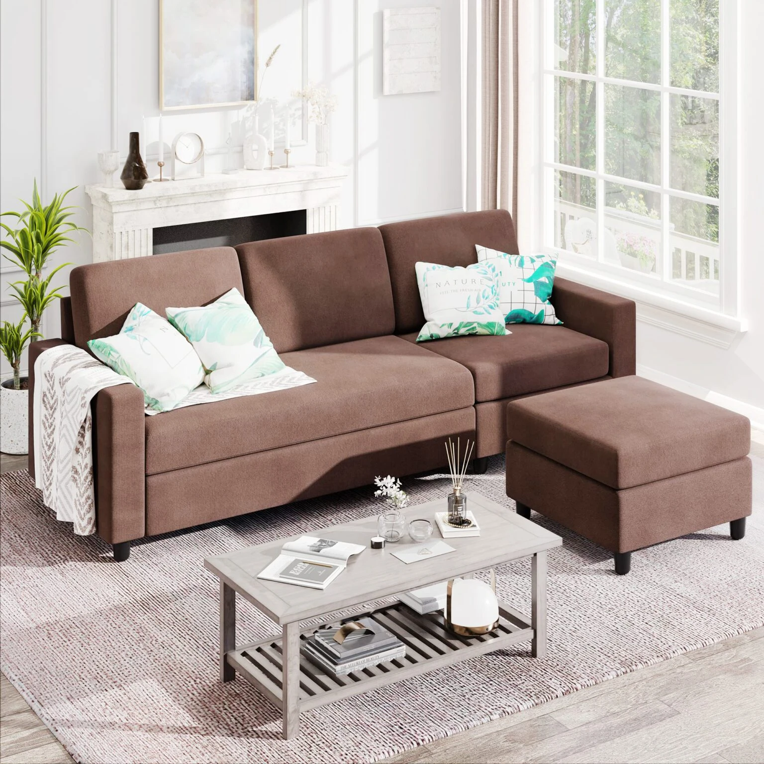 Aasimah 3-Seater L-Shape Sofa - Brown