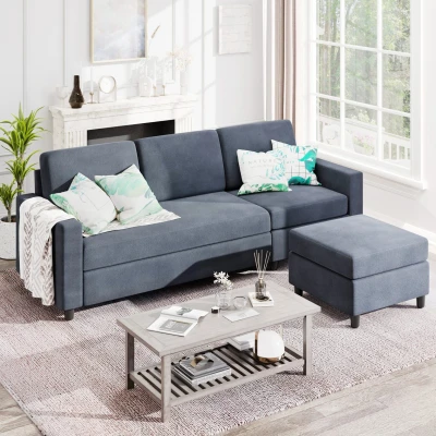 Aasimah 3-Seater L-Shape Sofa - DarkGray